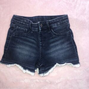 3/$15 Jumping Beans Dark Blue Cut-Off Denim Shorts white eyelet lace trim